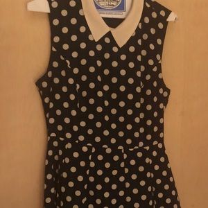 Navy and White  Collared Dress